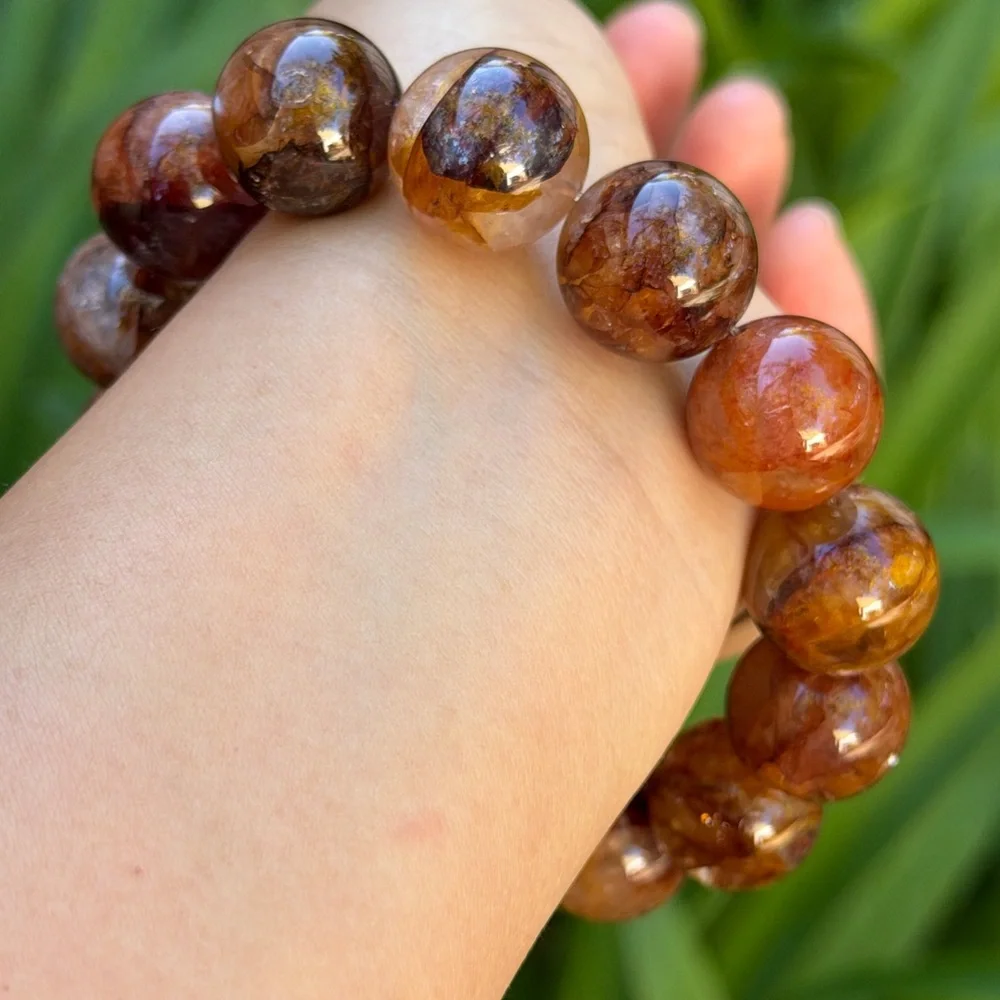 16.5mm stretchable dark golden healer bracelet 0595‎